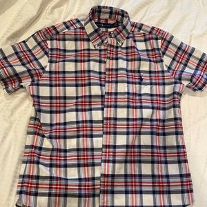 Polo by Ralph Lauren mens short sleeve red white blue Oxford style button down M